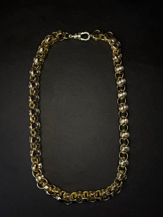 Gold Plated Half Patterned Belcher Chain 13mm