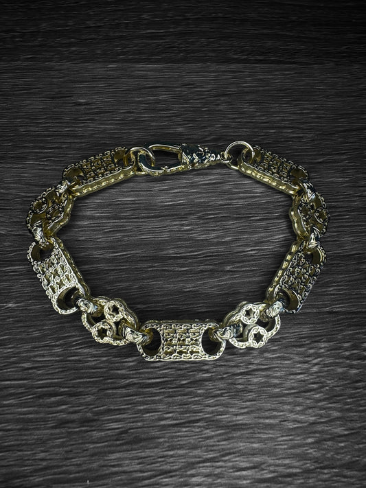Gold Plated Stars And Bars Bracelet 13mm
