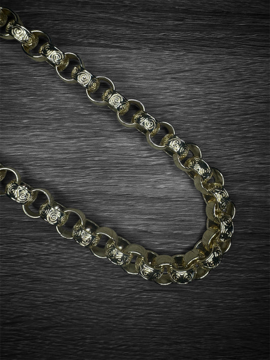 Gold Plated Half Patterned Belcher Chain 13mm