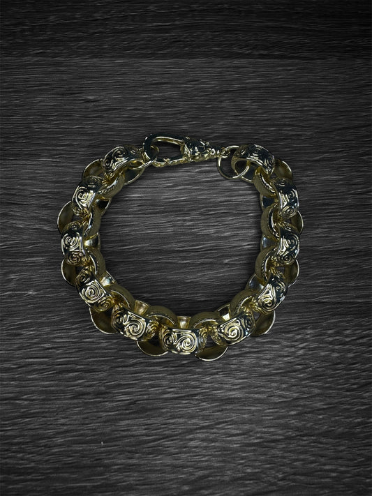 Gold Plated Half Patterned Belcher Bracelet 13mm