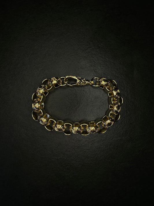 Gold Plated Half Patterned Belcher Bracelet 13mm