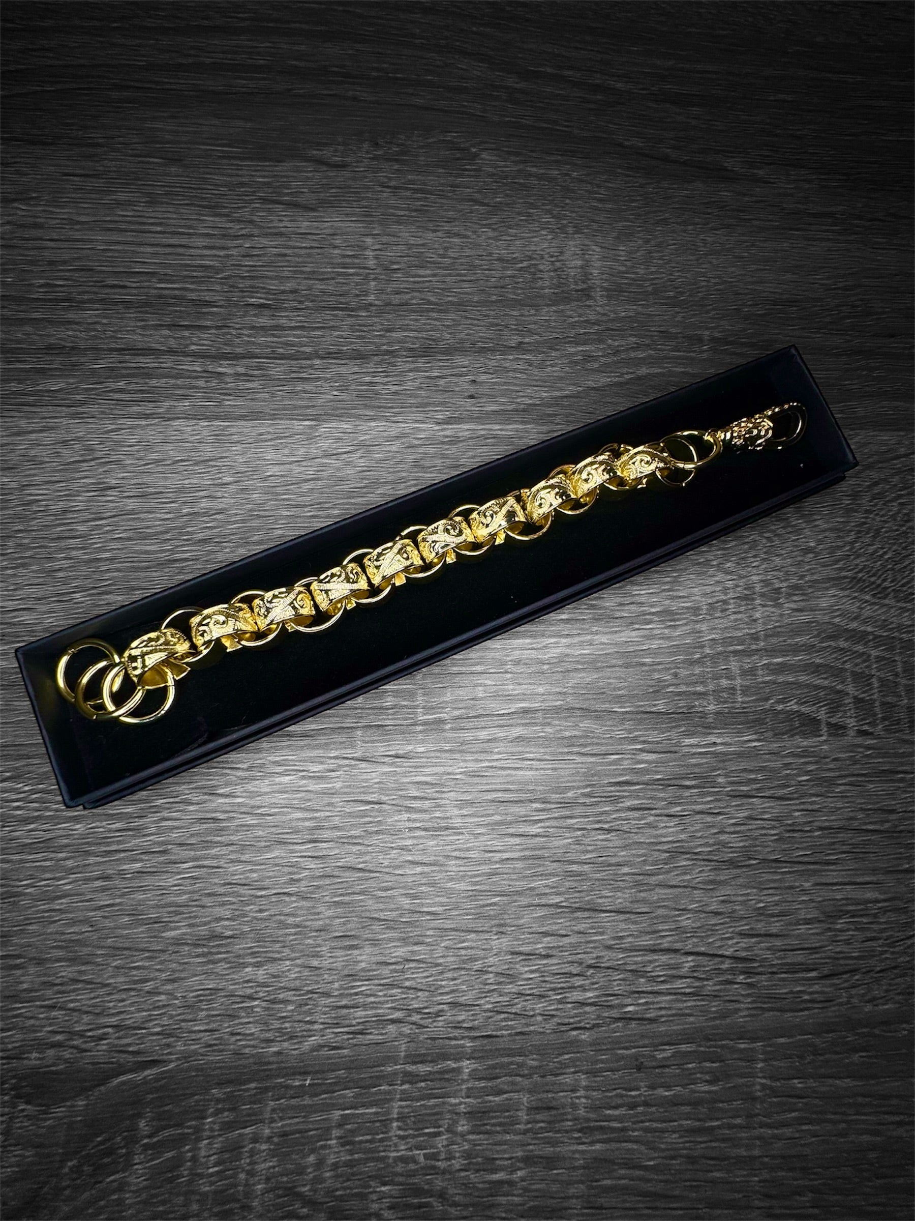 Gold Filled Half Patterned Belcher Bracelet 13mm