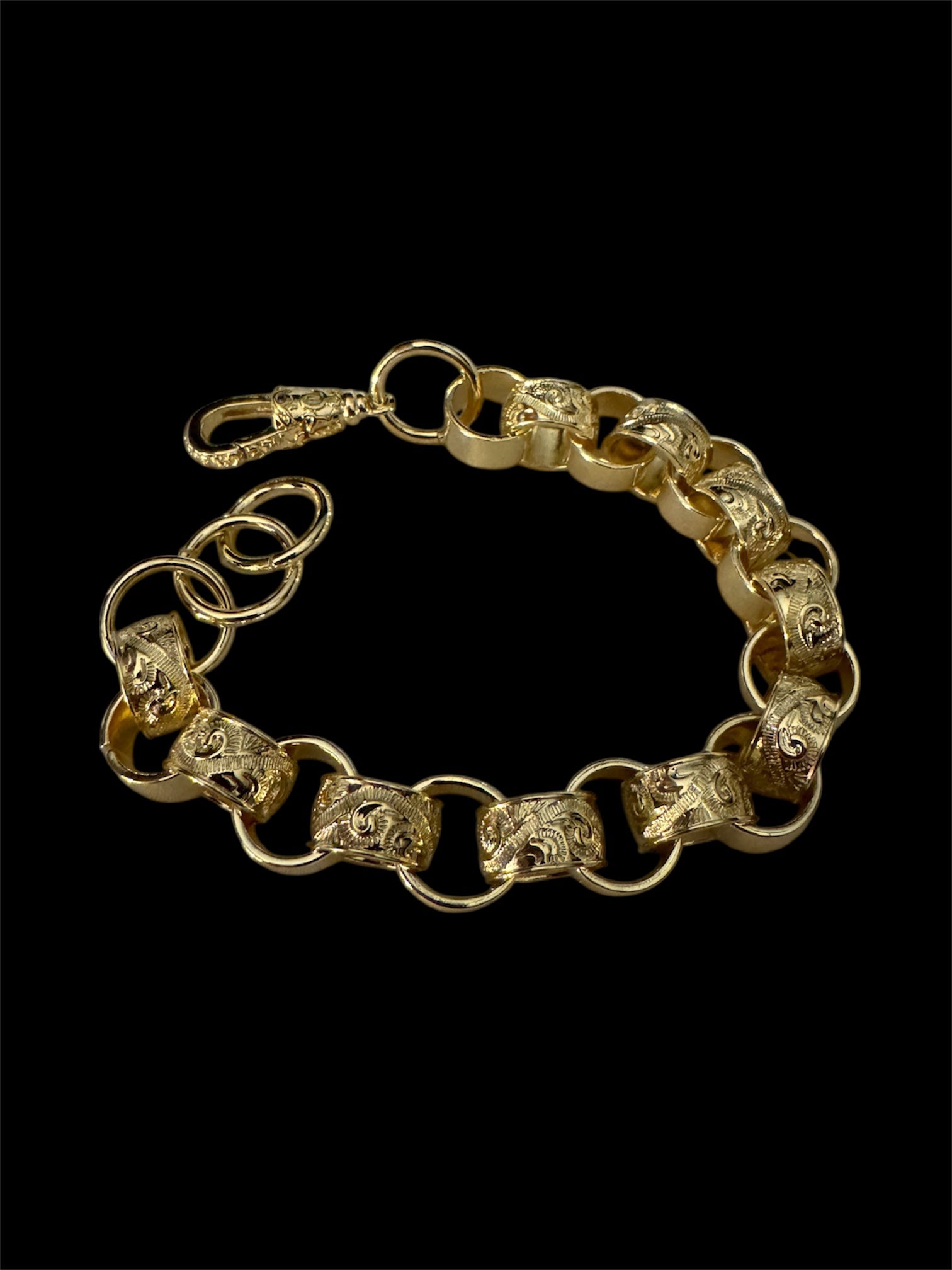 Gold Filled Half Patterned Belcher Bracelet 13mm